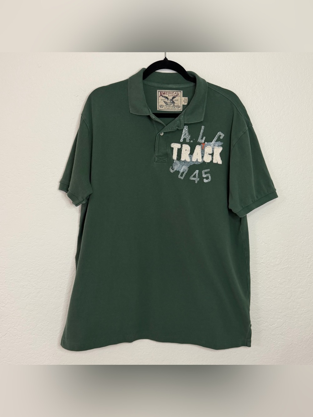 VTG Y2K American Living Green 100% Cotton Polo Track Mens Size XL Frat Party